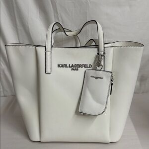 Karl Lagerfeld White leather Tote with Pouch R13